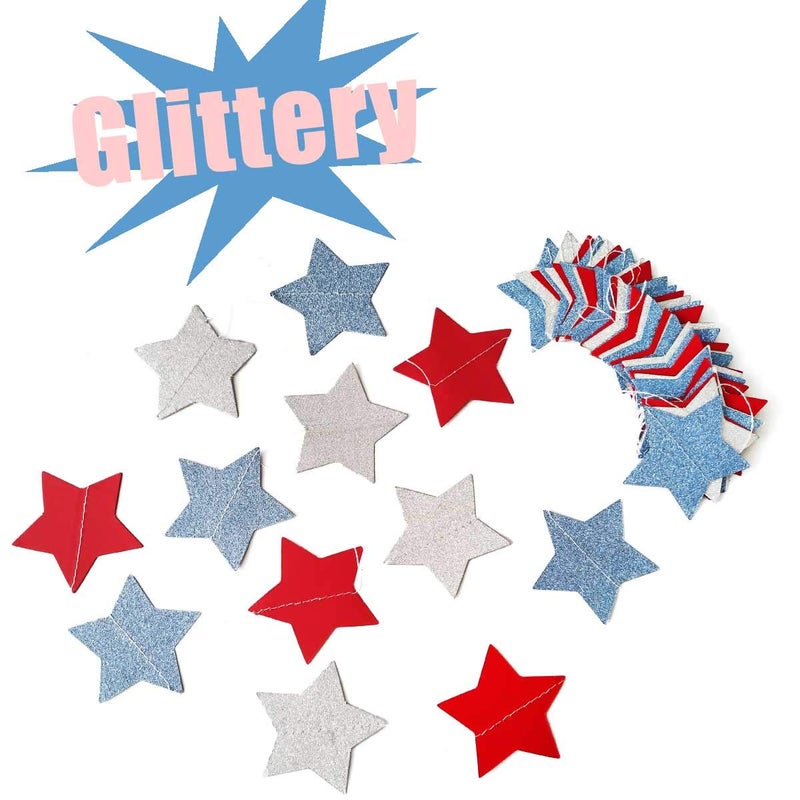 TTSAM 6 Pack Patriotic Star Streamers Garland Red White Blue Bunting Banner Paper Hanging Decorations for 4th of July American Independence Day Labor Day Holiday Memorial Day Party Supplies (50 Feet) - Image 4
